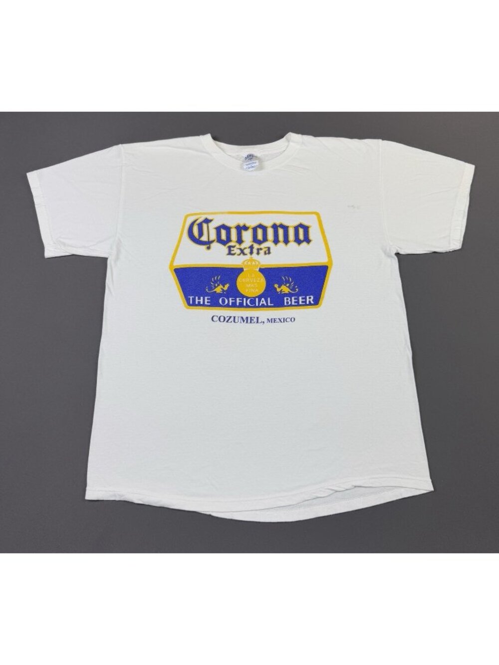 Rare Vintage Y2K Corona Extra Beer Cozumel Mexico Promo White Large Shirt Logo